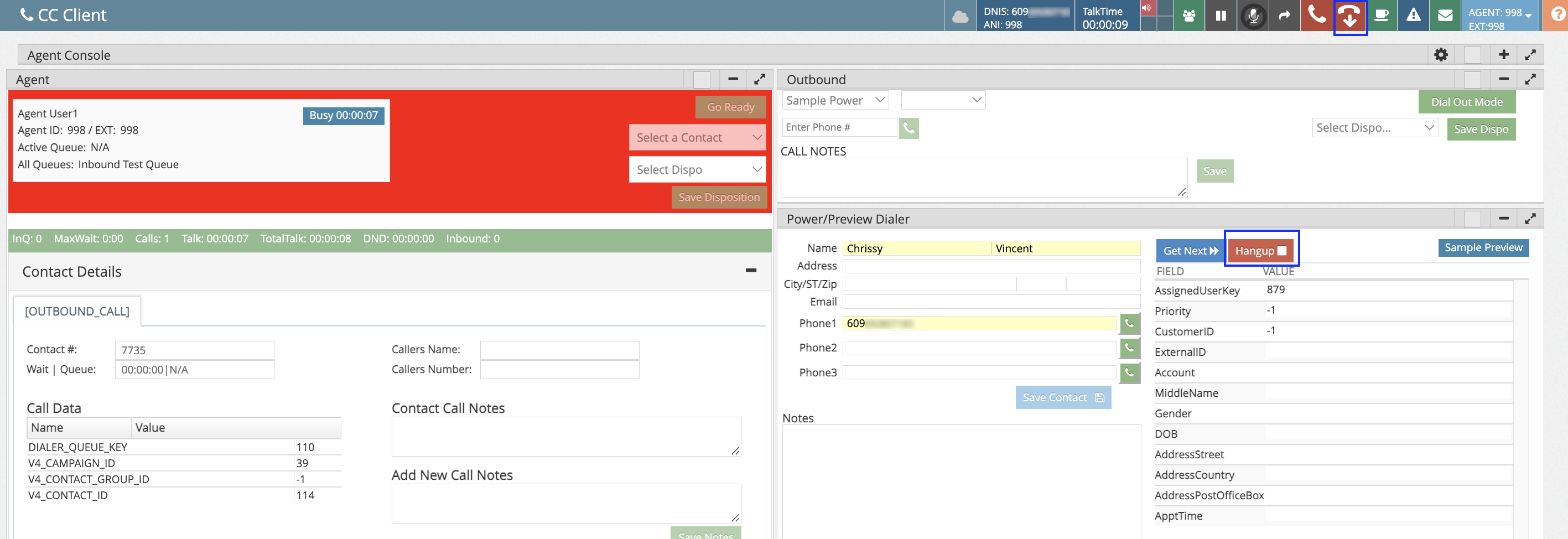 Contact Center Professional Power/Preview Widget