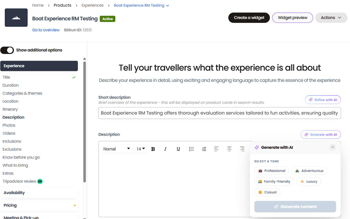 How to Create an Experience using new Product Creation Flow