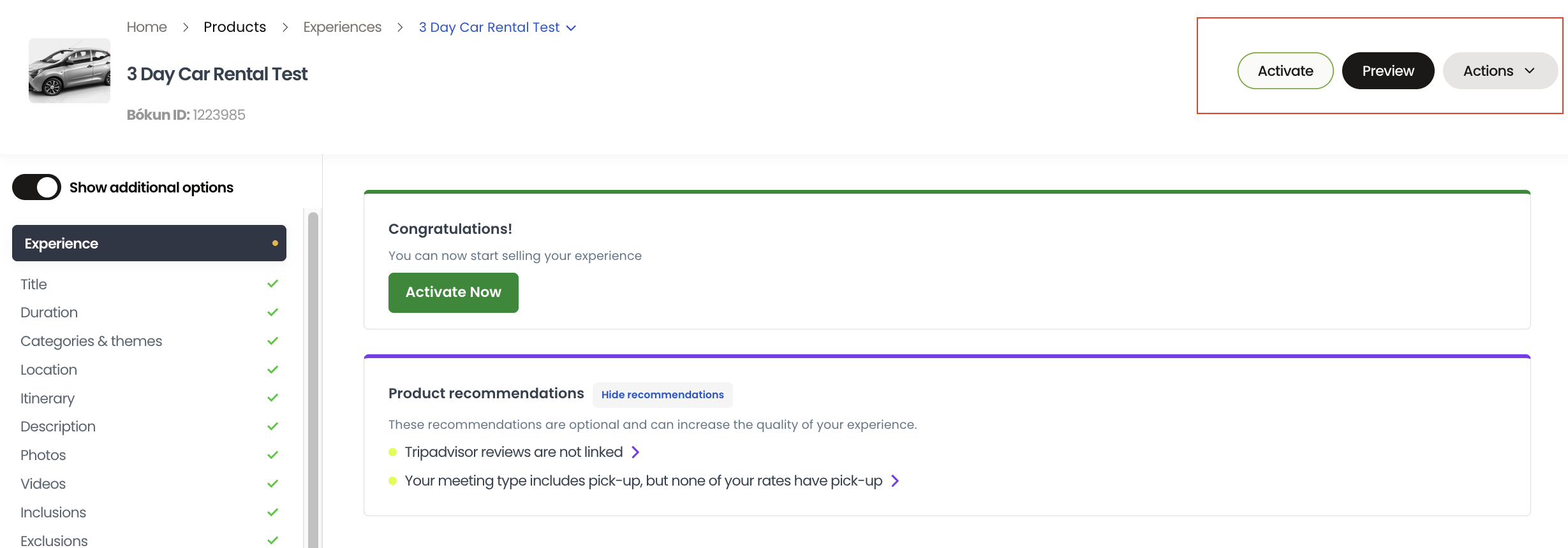 How to create an experience