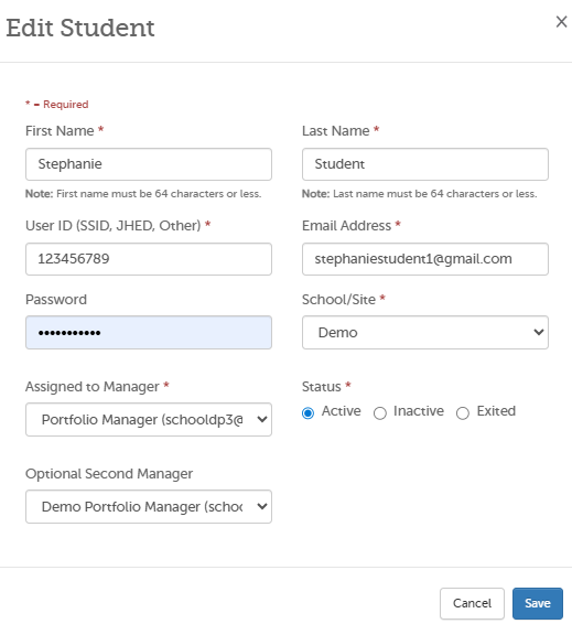 Changing Student Status (Active, Inactive, Exited)