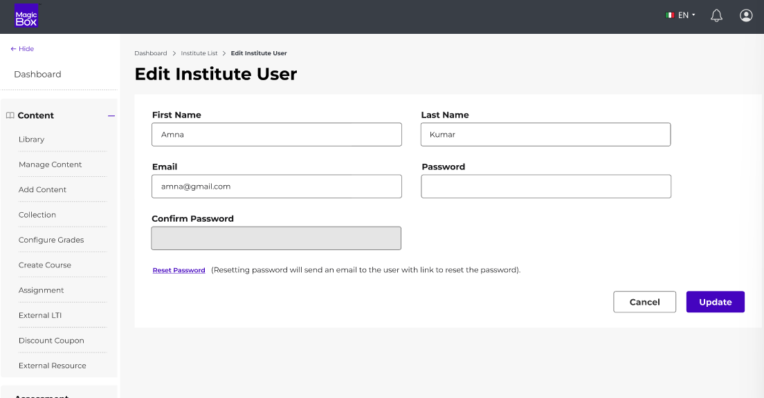 Get User Software Institution Users